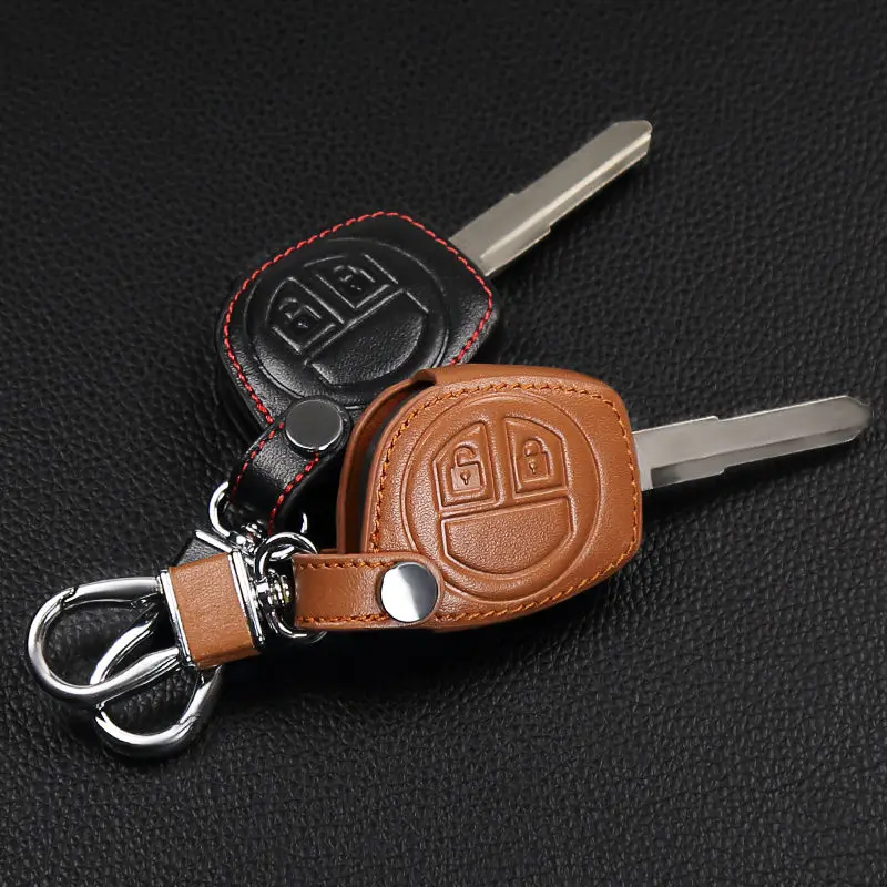 2017 High quality leather 2 button remote control key set for Suzuki sx4 swift liana large vitara key cover, car styling