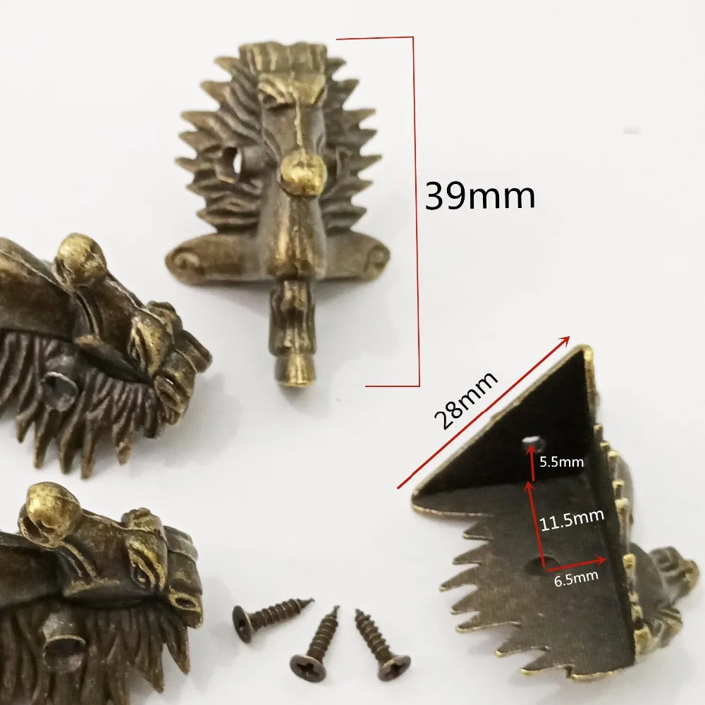 4 шт./лот 39x24 мм коробка с лошадиной головкой, ножка из цинкового сплава, античная бронза, шкатулка для ювелирных изделий, защита для углов ног,