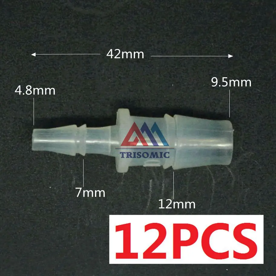 

12 pieces 9.5mm*4.8mm Straight Reducing Connector Plastic Fitting Barbed Reducing Connector