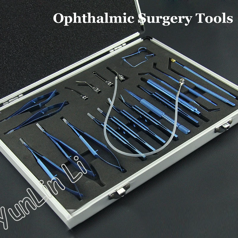 Ophthalmic Surgical Instruments Set Titanium Cataract Eye Handtool For Intraocular Lens Implant Cataract Surgery 1 Set(21pcs )