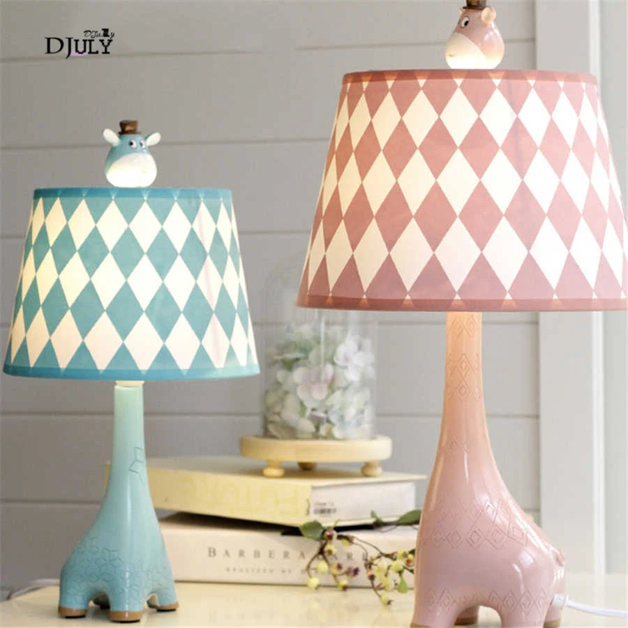 

children room cartoon Giraffe Fabric table lamp home deco led bedroom lamp girls makeup table light kids study desk decoration