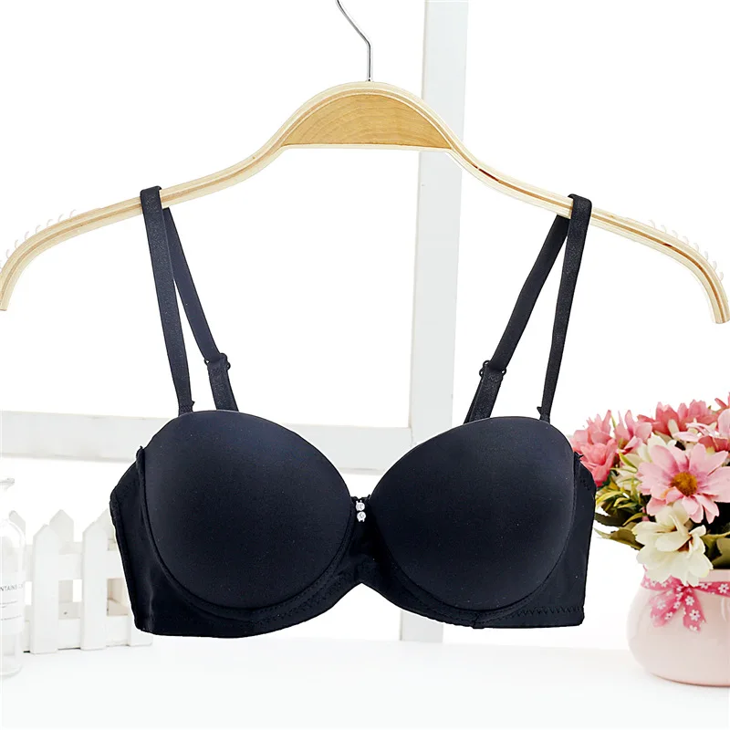 Black white color Deep U Low Cut duoble cup Push Up bra gather breast Women Lingerie bra Underwear small breast Plunge Sexy Bra