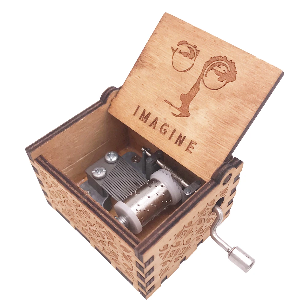 YouTang Music Box Hand Crank Musical Box Carved Wood Musical Gifts Musical Toys for Boys Christmas Gift for Kids,Play Imagine