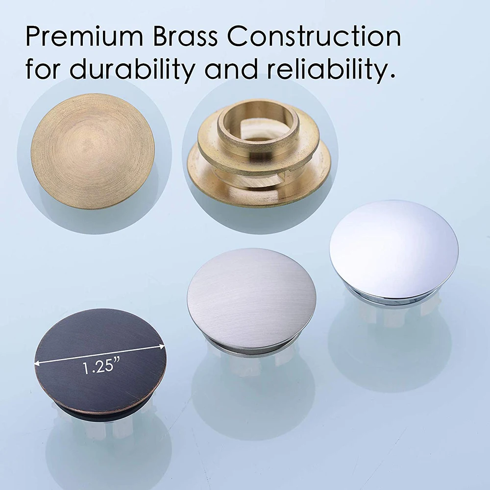 Solid Brass Sink Overflow Cap Round Hole Cover for Bathroom Basin Chrome/Brushed Nickle/ORB/Brushed Gold/Matte Black Finished