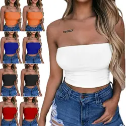 NEW 2019 Women Solid Sexy Casual Off Shoulder Tank Top Vest Sleeveless Summer Crop Top Cami Top