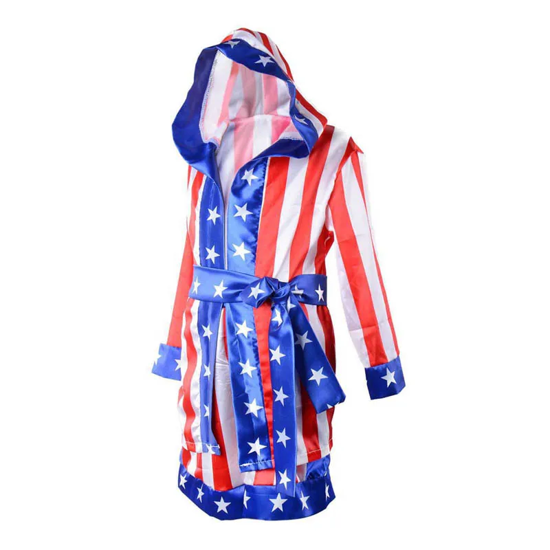 Children boy red black Rocky Balboa boxer costume clothes with shorts Movie Boxing Robe Costume for kid