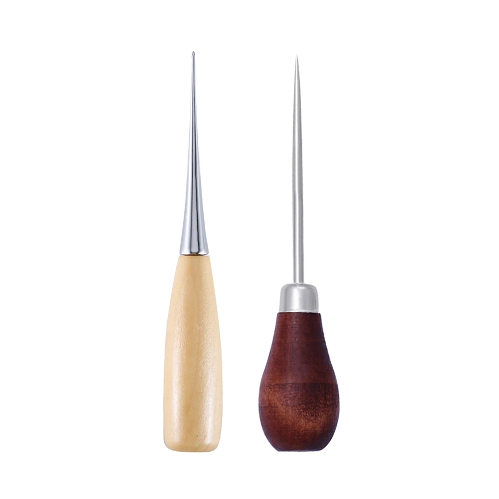 

Wooden Handle Awls DIY Leather Tent Sewing Awl Pin Punch Hole Shoes Repair Tool Hand Stitcher Leather craft Needle