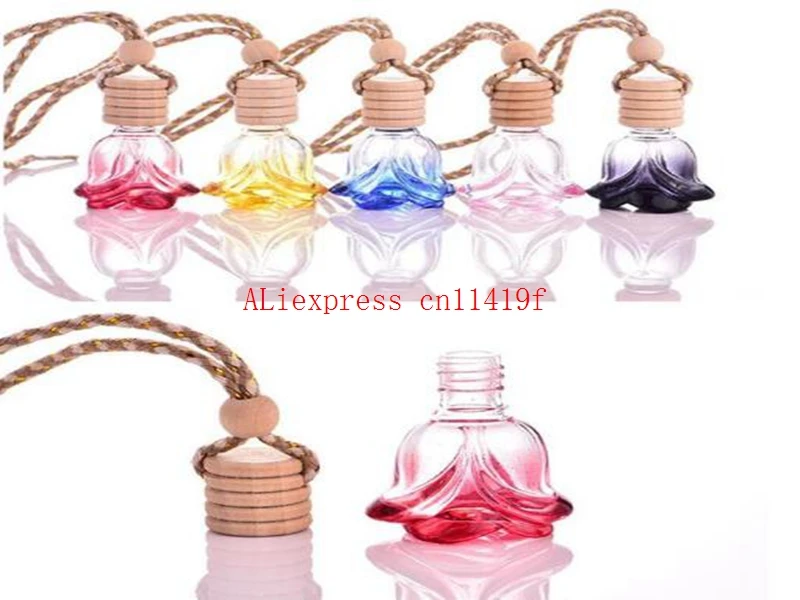 colorful 6ML crystal shape hanging car perfume glass bottle hanging decoration bottle car hanging accessories perfume bottle