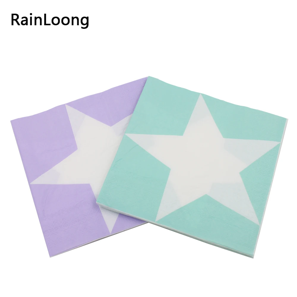 [RainLoong] Beverage Paper Napkins Five-pointed Star Event & Party Tissue Napkins Decoration Serviettes 33*33cm 1 pack