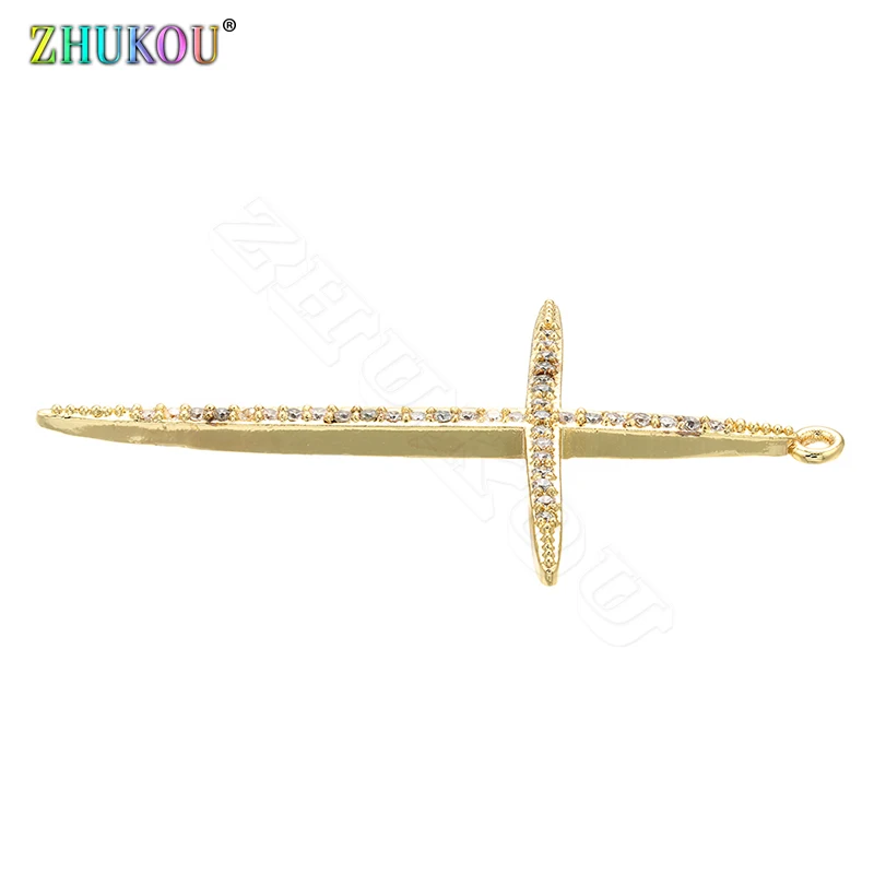 Cross Charms Korean Sweet Style Metal 30x48mm Crystal Pendant Charm for Necklace and Earrings Jewelry Accessories:VD409