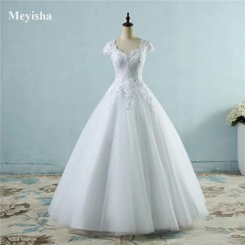 Personalizado ZJ9085 encaje blanco manga corta vestidos de novia 2025 para novia vestido de novia Vintage de talla grande Maxi hecho por el cliente