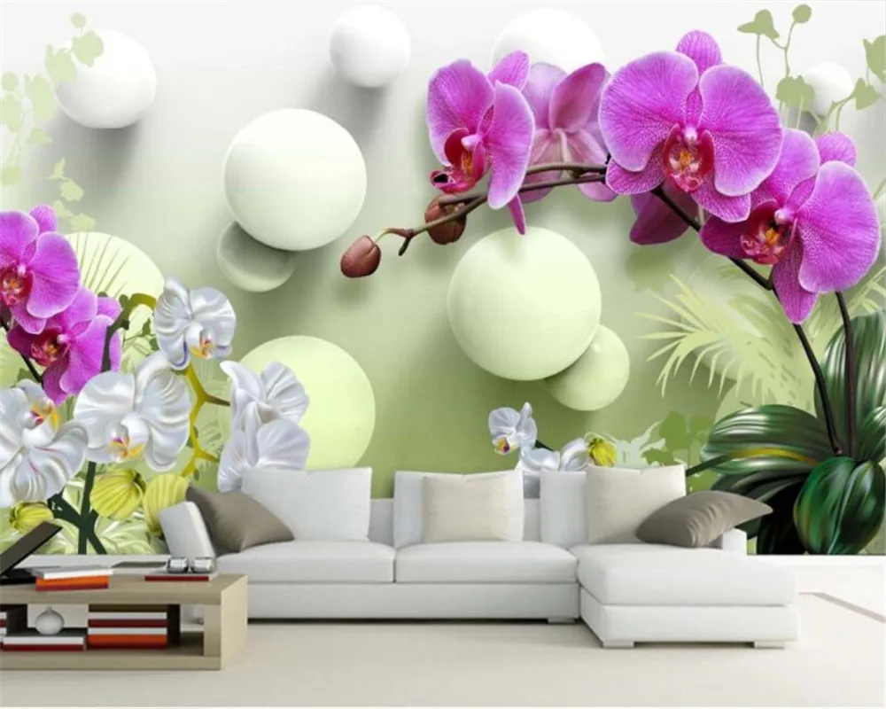 

beibehang custom wallpaper for walls 3 d HD Phalaenopsis 3d stereo wallpaper TV background wall decoration papel de parede