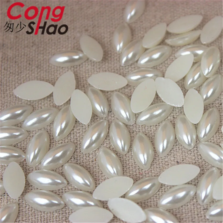 Mix Size 5*10/ 6*12/7*15/8*18mm Ivory Color Horse Eye Pearl Flatback Rhinestone Beads Water Imitation Pearls-Scrapbooking WC209