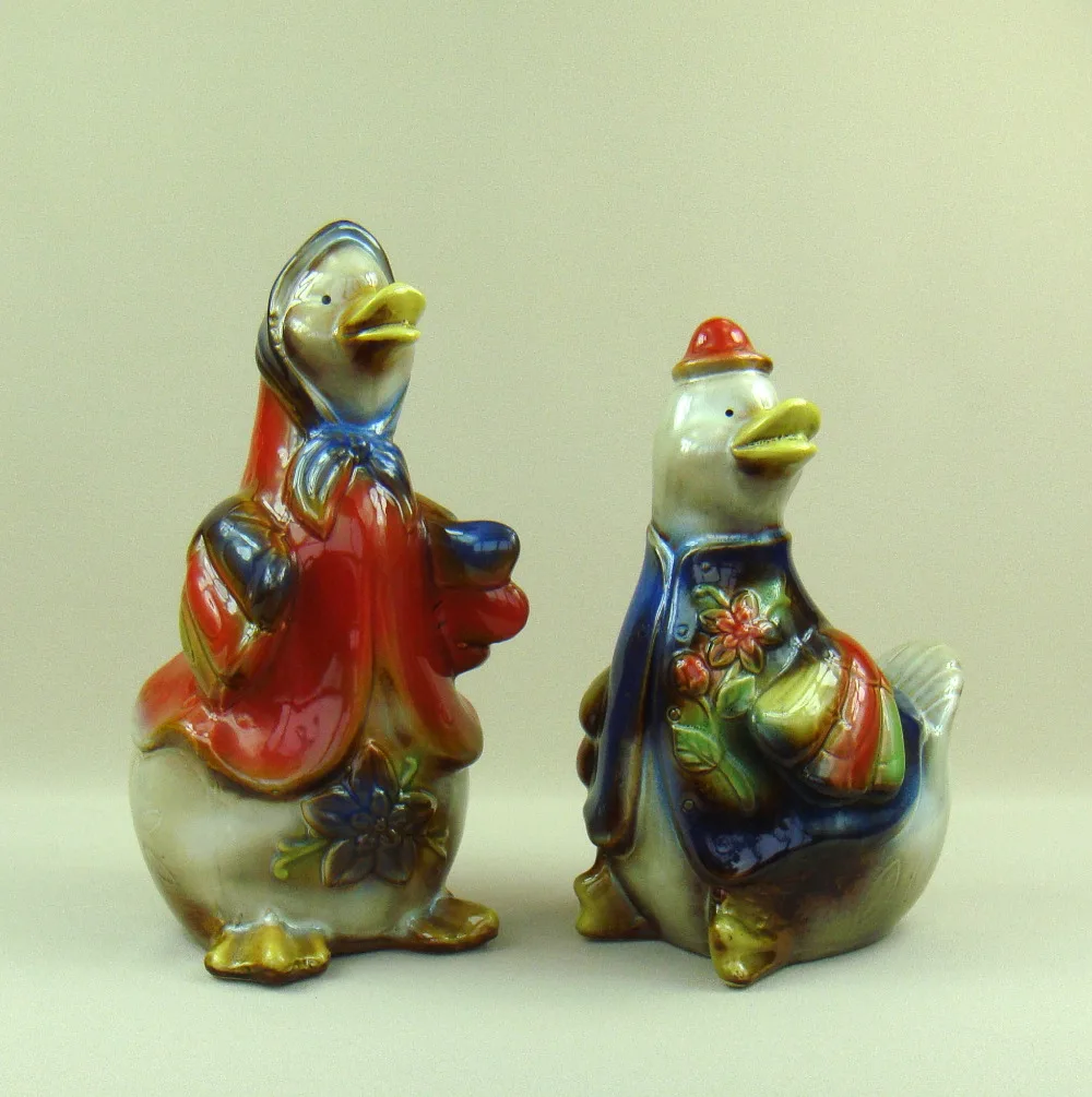 Porcelain Duck Couple Piggy Bank Decorative Ceramic Drake Sculpture Saving Box Gift Craft Embellishment Accessories Furnishing