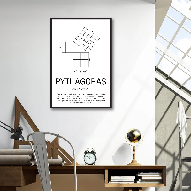 Math Poster Prints Maths Education Wall Art Canvas Painting Picture Mathematicians Pythagoras Art Gift idea Wall Decorations