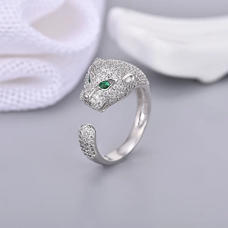 High Quality Leopard Head Open Ring Women or Men Resizable 925 Sterling Silver Brand Fashion Party Jewelry For Women Panther
