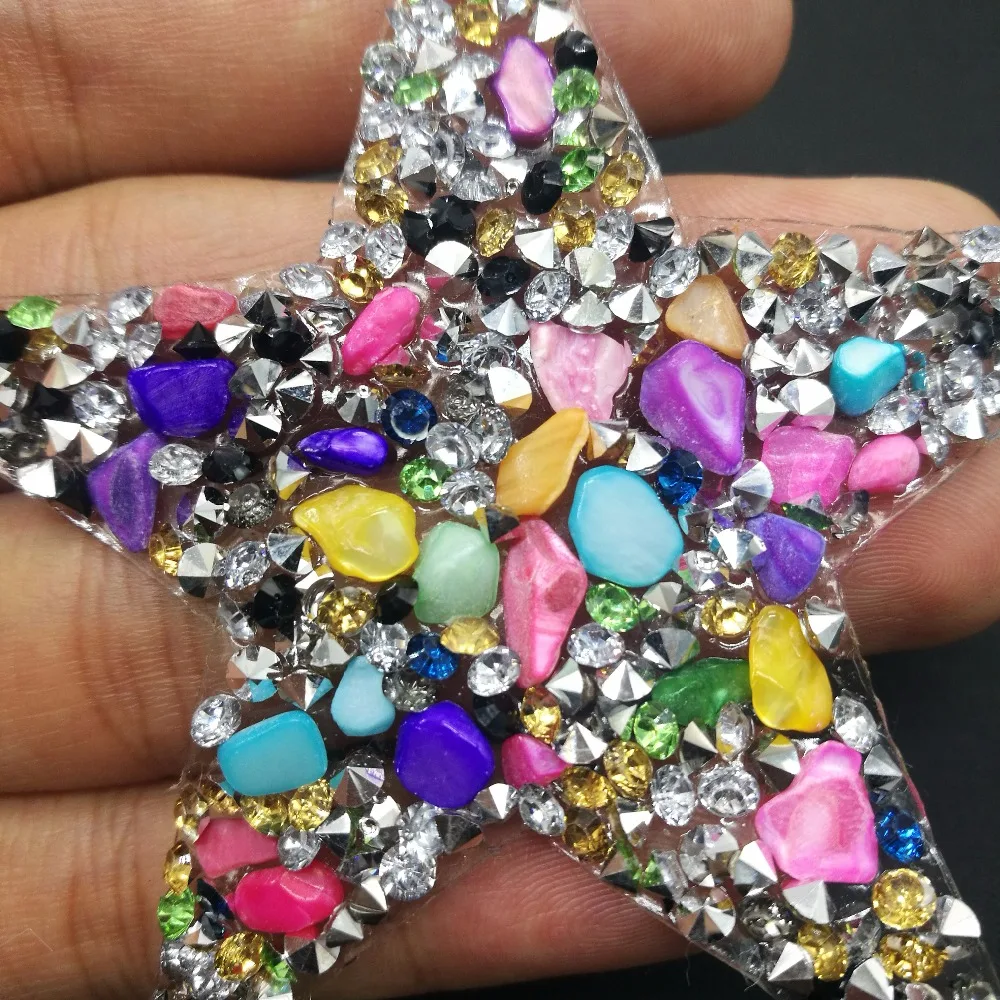 8cm Star rhinestone applique patches strass motifs crystal stones appliques iron patch for toppe