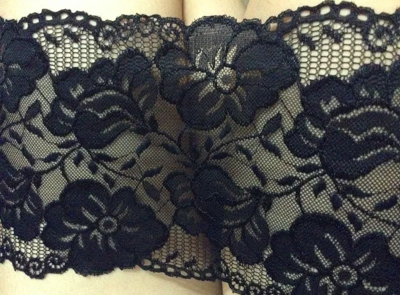 15.5cm exquisite elastic black jacquard lace, soft and elegant black lace trimming,XERY-HES03