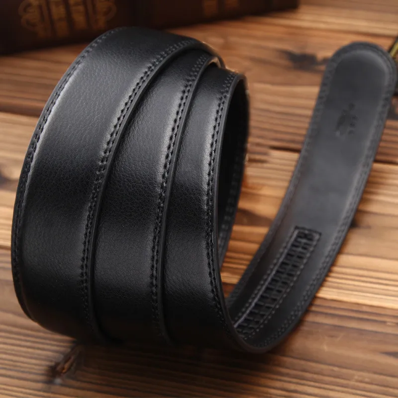 Belts For Men High Quality Luxury Brand Men'S Leather Automatic Ribbon Waist Strap Belt Without Buckle Black Ceinture Homme 1.2m