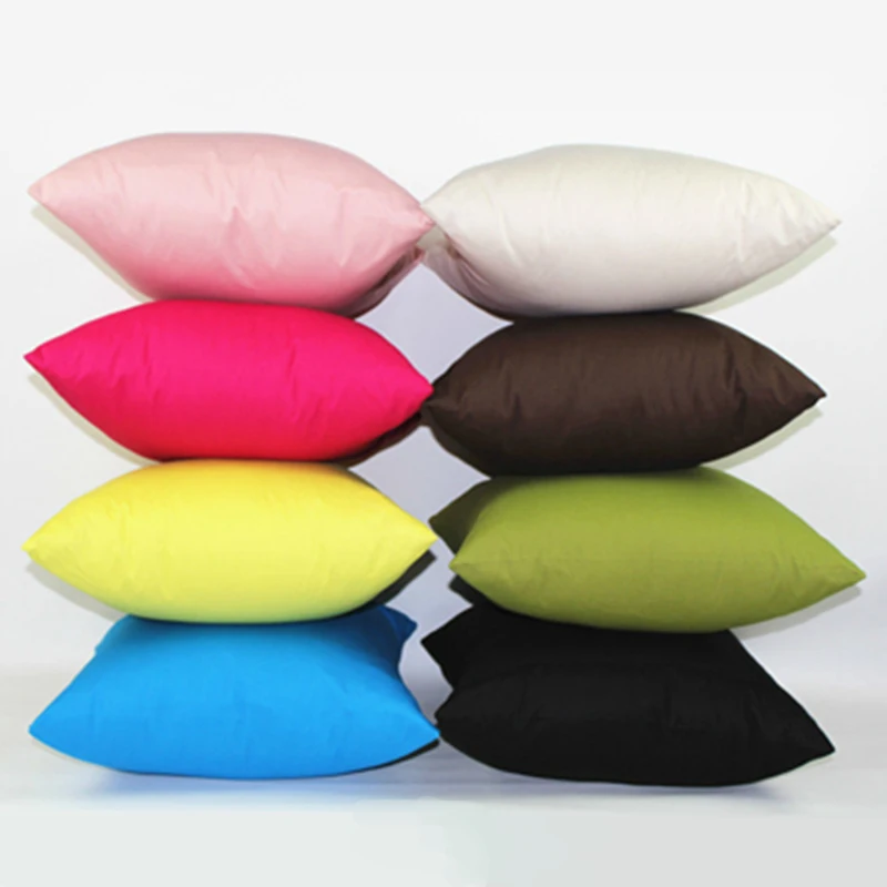 Solid Colorful 100% Cotton Thin Twill Khaki Throw Pillow Case Hotel Chair Cushion Cover For Sofa Home Decor 45x45 40x40 50 60 70