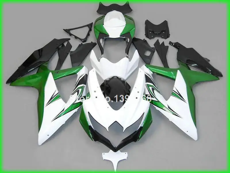 New hot injection motorcycle parts fairing kit for Suzuki GSXR600/750 08 09 10 white green black fairings GSXR600 2008-2010 IY80