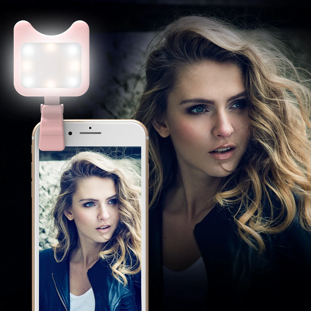 APEXEL LED Selfie Light Fill-in light +0.36X Wide Angle Lens + 15X Macro Lens Kit For iPhone Samsung phones