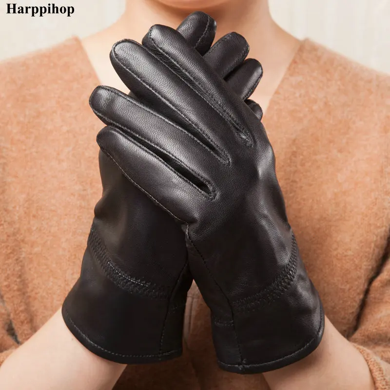 2021 sheepskin Leather Gloves For Winter Gloves Brand Mitten Luvas Women Gloves Female Gloves