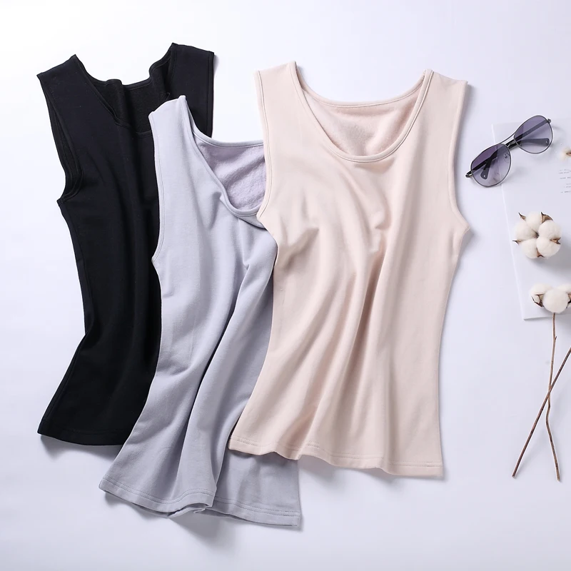 2018 Autumn and Winter Nature Silk Thermal Underwear Vest Plus Size Velvet Thickening Female Basic Shirt Top Beauty Care Body