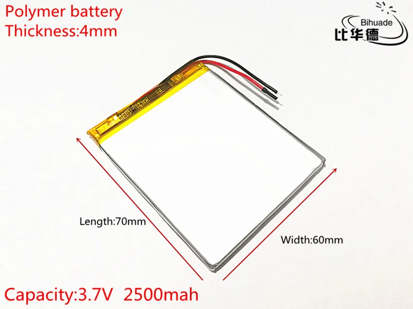 3.7V 2500mAh 406070 Lithium Polymer Li-Po li ion Rechargeable Battery cells For Mp3 MP4 MP5