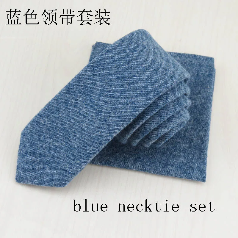 Men's 5.5 cm pure cotton/narrow tie Elegant series/Double flat tie/square/Simple pure color