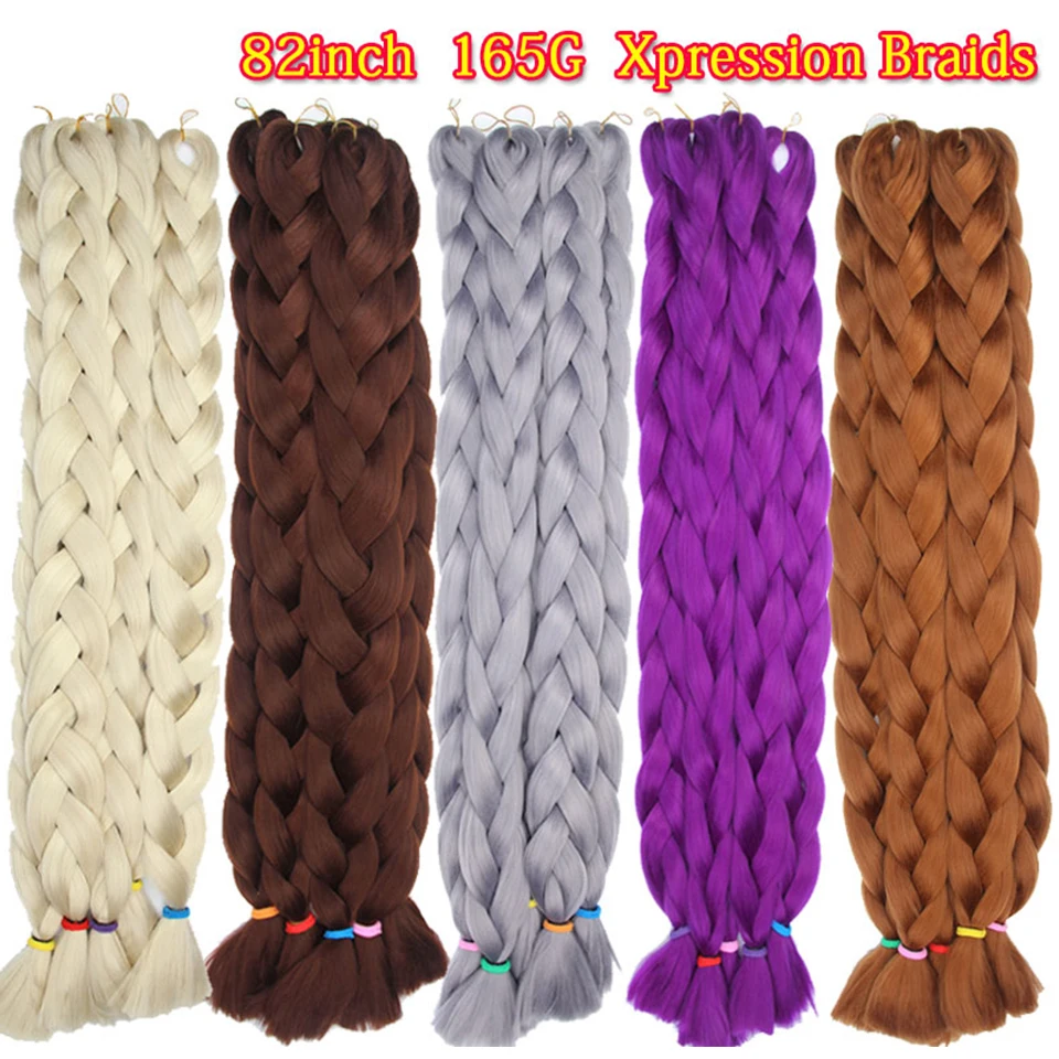 82 pollici Jumbo Sintetico Treccia Dei Capelli per Le Donne 165 g/pacco Rosso Blu Crochet Treccia Falso Intrecciare Le Estensioni Dei Capelli