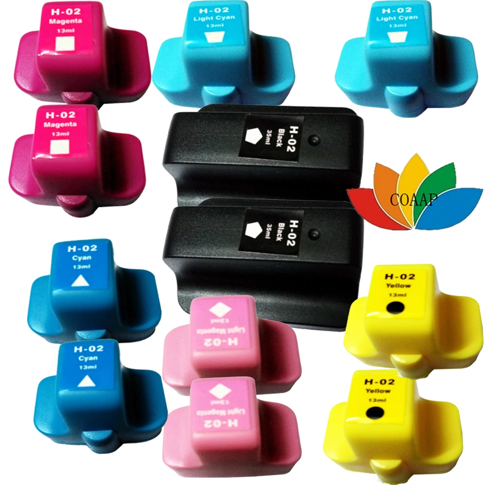 12 Replacement ink for HP02 PHOTOSMART 3310 C5180 D6160 C7180 8230 D6160 D7145 D7155 D7160 D7163 D7168 D7245 D7250 D7255 Printer