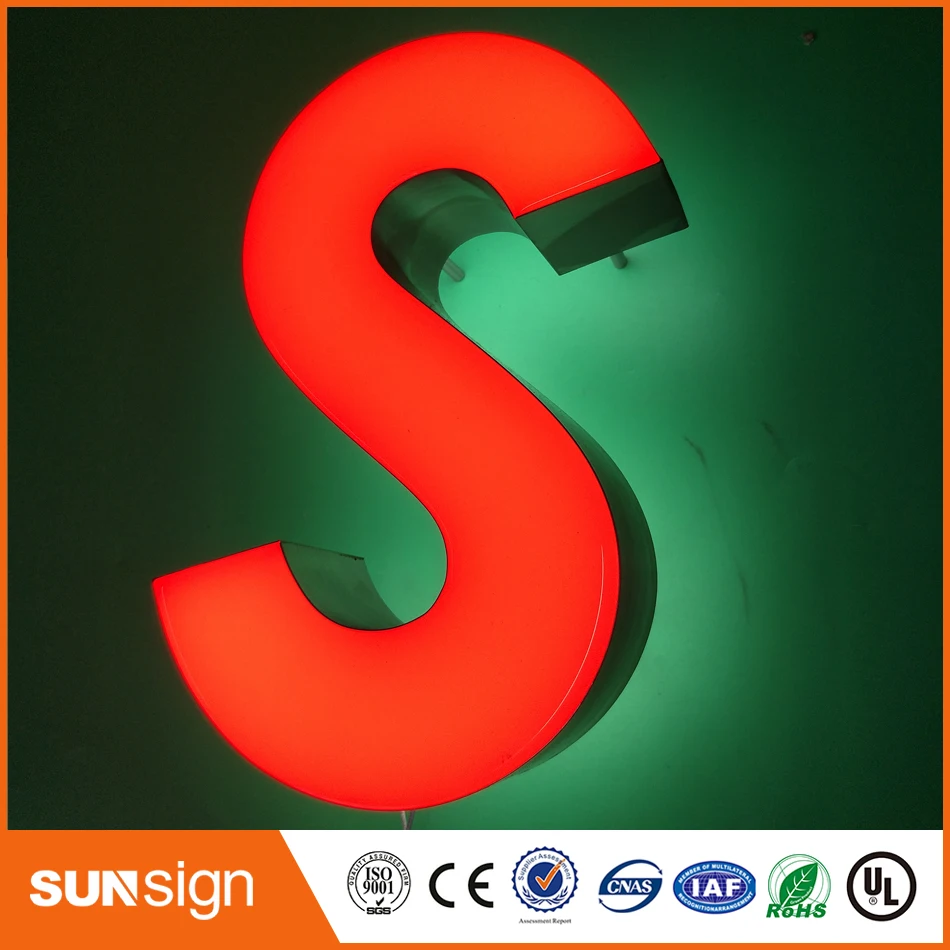 

customized high bright epoxy resin outdoor outlet material led channel letter sign