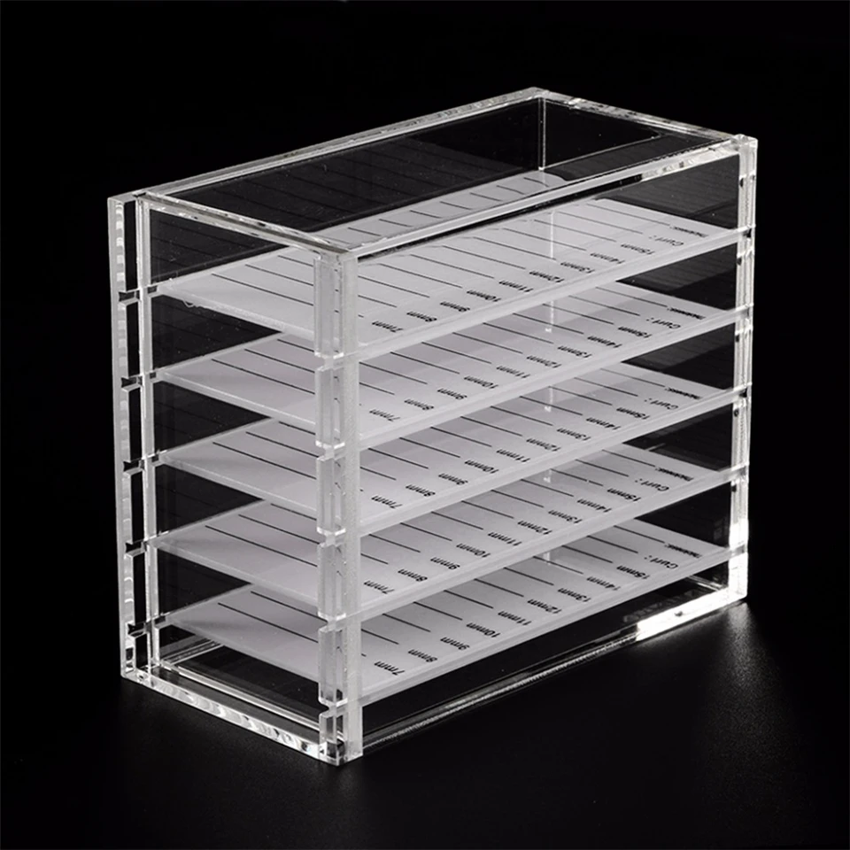 5 Layer Eyelash Extension Storage Box Acrylic Lash Holder Pallet For Individual Volume Lash Extension Display Stand Makeup Tools