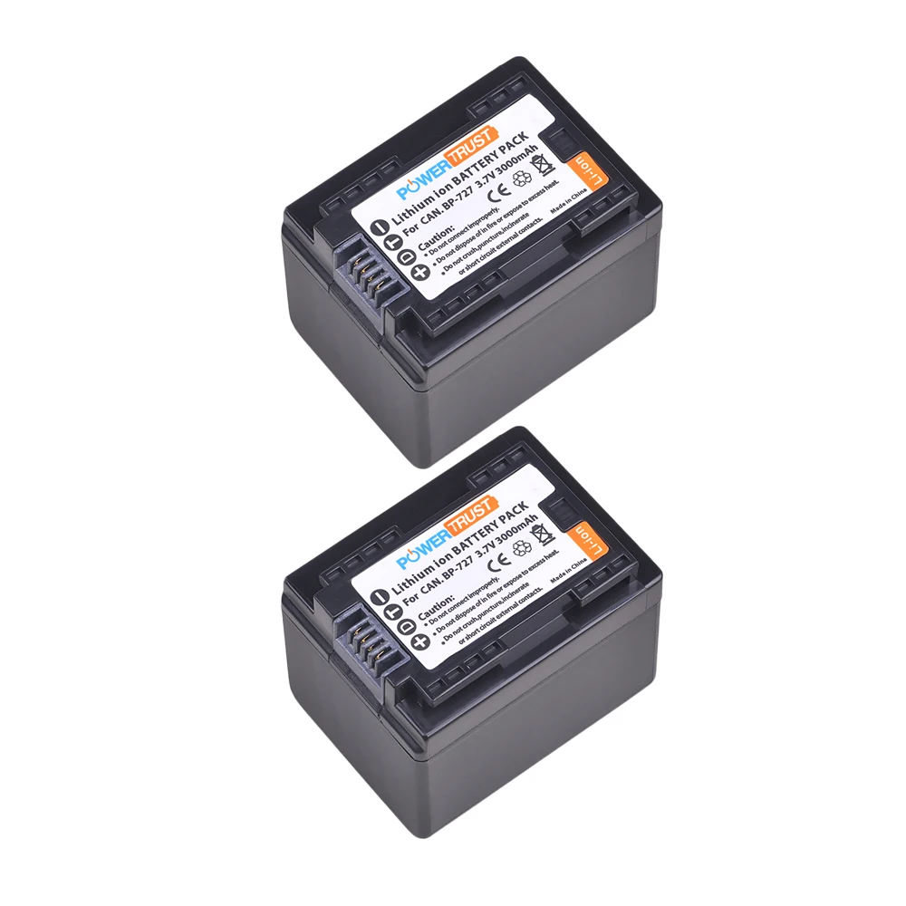 

2PC 3000mAh Fully decoded BP-727+ BP727 Camera Battery For Canon HF R306 M506 R32 R48 R38 M52 M56 M60 R36 R46 R68