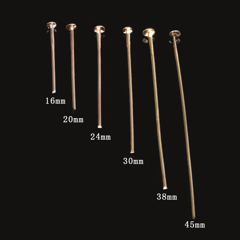 Mix Size 16 20 24 30 38 45mm Rose Gold Head Pins Findings T-Shape DIY Fashion Jewelry Accesories