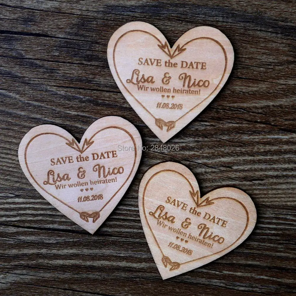 Personalized Heart&arrow save the date magnet, Wedding Favors,Wood save the date magnet