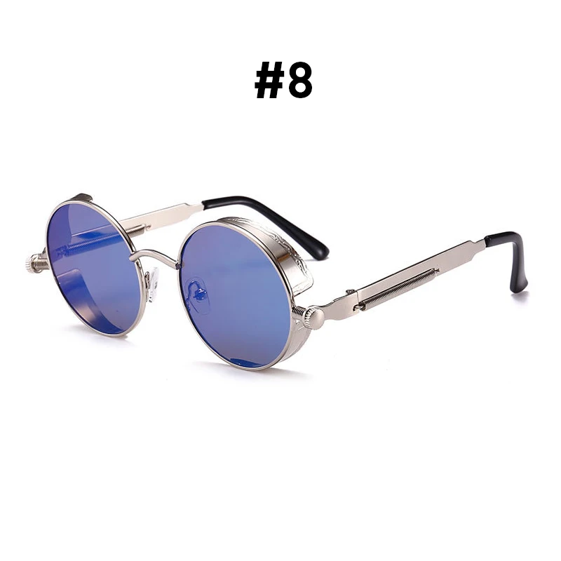 VIVIBEE Vintage Steampunk Rote Sonnenbrille für Herren, Runde Punk-Legierung Metall Retro Sonnenbrille für Damen, 2026 Goggles im Gothic-Stil