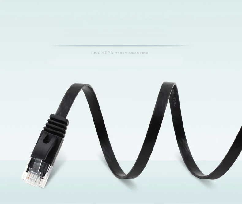 1M 3FT  Pure copper wire CAT6 Flat UTP Ethernet Network Cable RJ45 Patch LAN cable black white color