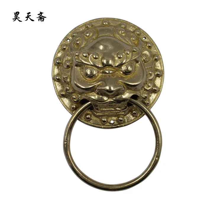 [Haotian vegetarian] Ancient Chinese bronze animal head door knocker copper ring handle copper door handle lion paragraph