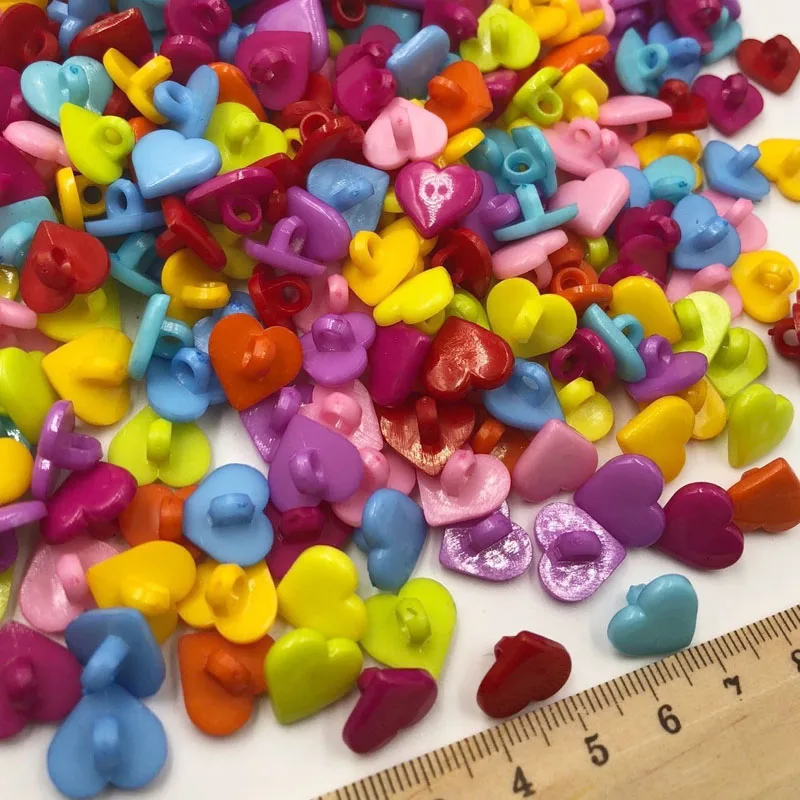 100pcs 15mmx14mm wholesale candy color heart buttons DIY kid's apparel sewing accessories PT165