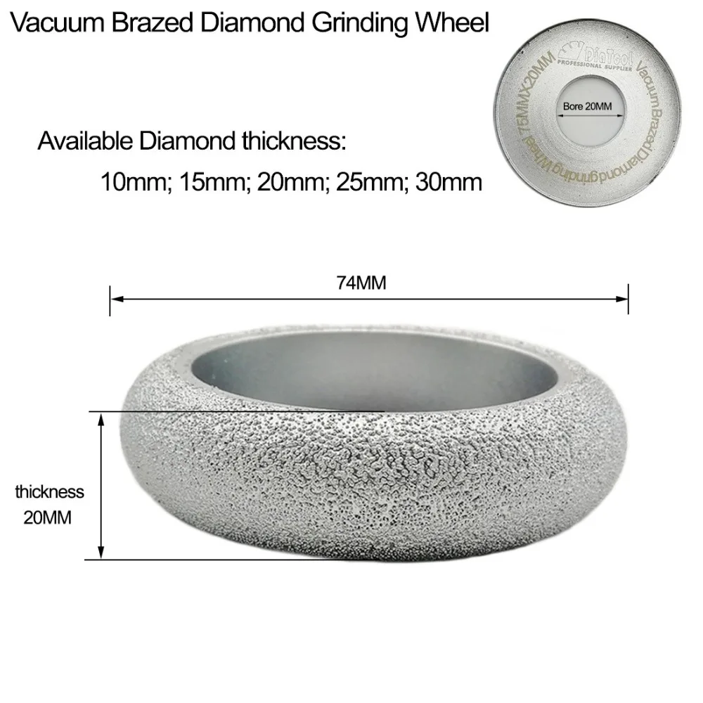 SHDIATOOL Vacuum Brazed Diamond Convex Grinding Wheel 75mmx20MM for Marble Granite and Quartz Profile Wheel