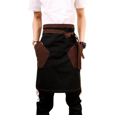 Unisex Japanese Apron Waist Denim Apron Barista Vintage Half Apron Cooking Aprons Men Pinafore