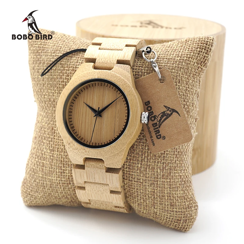 BOBO BIRD Women\'s Bamboo Wooden Wrist Watch With Full Wood Links Ladies\' Unique Casual Quartz Watches
