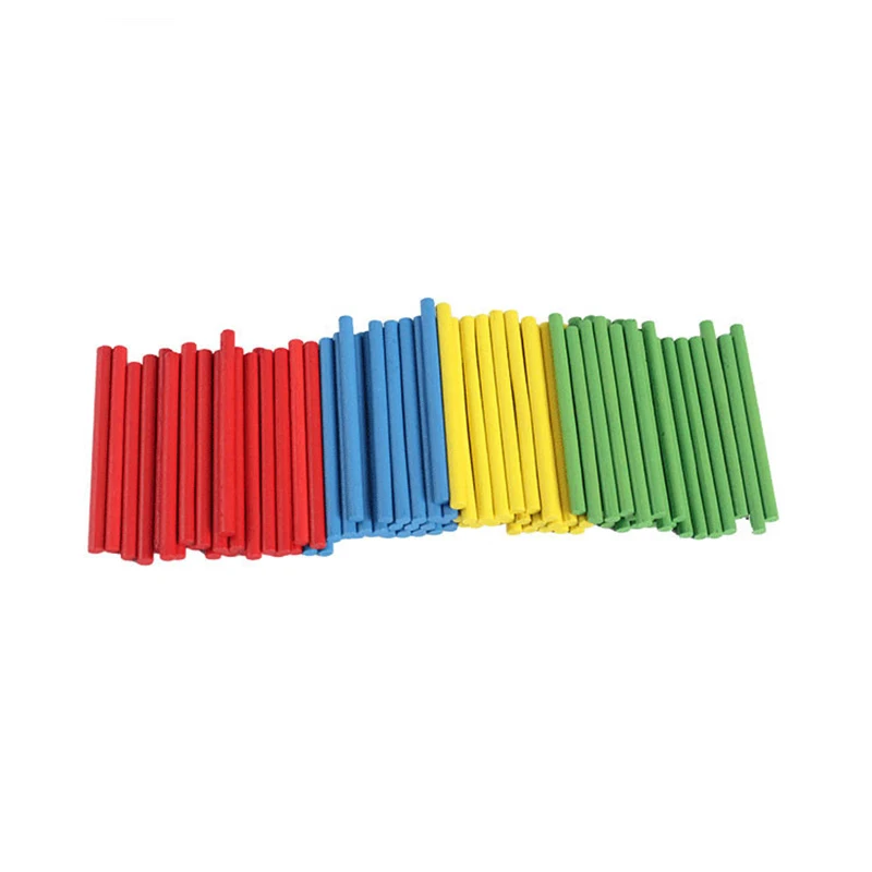 100Pcs colorful Wood Counting Sticks Montessori Math Toys Children Baby Learning Game Stick Bar Multi-Color Rod Arithmetic Teach