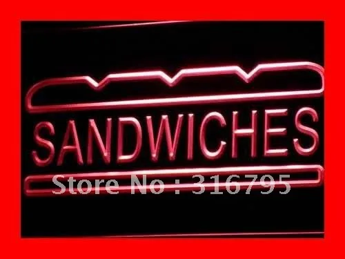 i413 Sandwiches Cafe Shop Bar Pub NEW LED Neon Light Light Signs On/Off Swtich 20+ Colors 5 Sizes