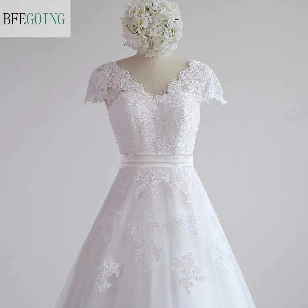 Abito da sposa a trapezio con scollo a v in pizzo bianco abito da sposa a maniche lunghe con scollo a v al pavimento su misura