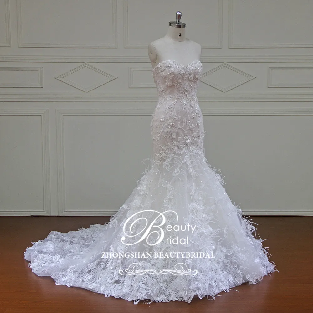 New Design Mermaid Lace Wedding Dresses  Sweetheart 3D Flower Sexy Vintage Wedding Gowns China Online Shop XF16066