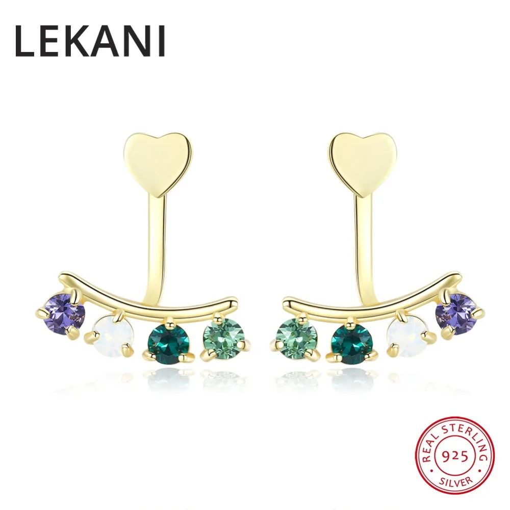 LEKANI Crystals From Austria Earrings Jackets 925 Sterling Silver With Real Gold Plated Jewelry For Women Fashion Gifts