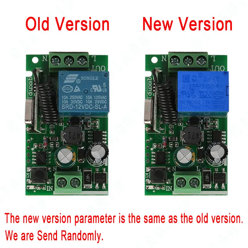 QIACHIP 433Mhz Wireless Remote Control Switch AC 85V ~ 250V 110V 220V 1CH Relay Receiver Module + RF Transmitter For Garage Door
